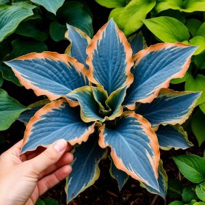 Хоста Океан Вью купить по цене от 960р. в интернет-магазине «Посадика» с доставкой почтой в в Соль-Илецке и по всей России – [изображение №1].